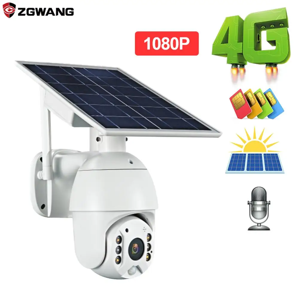 Ip камера ZGWANG HD 1080p 4G с солнечной панелью Wi Fi|Камеры видеонаблюдения| |