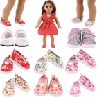 В кукольном стиле; Обувь из парусины с цветочным принтом туфли на плоской подошве для девочек 18 дюймов American  43 см для ухода за ребенком для мам Одежда для новорожденных, аксессуары для куклы для нашего поколения Girl'Toy