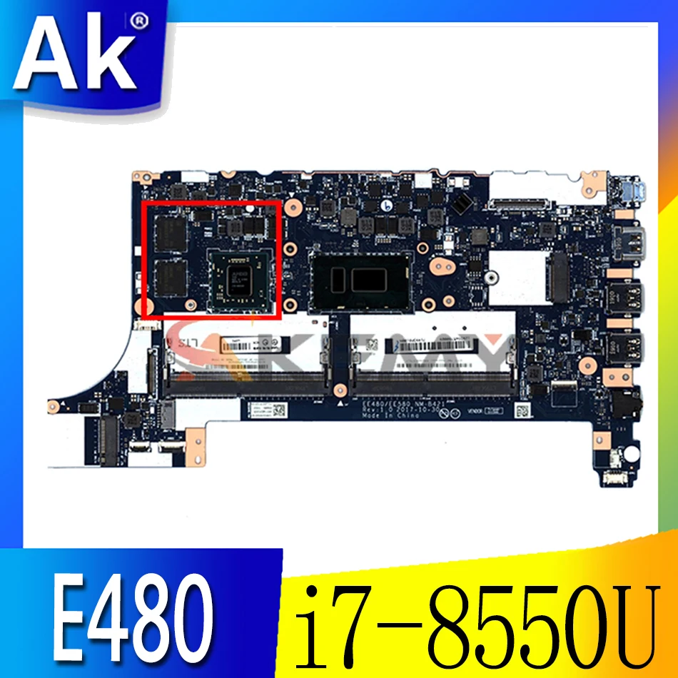 

Для Lenovo ThinkPad E480 E580 Материнская плата ноутбука процессор i7-8550U GPU RX 550 2G DDR4 01LW201 EE480 EE580 NM-B421