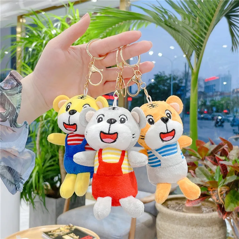 15cm Cute Tiger Plush Animal Exquisite Key Chain Pendant Plush Doll Key Chain Bag Decorative Christmas Gift Doll Cute Tiger Toys