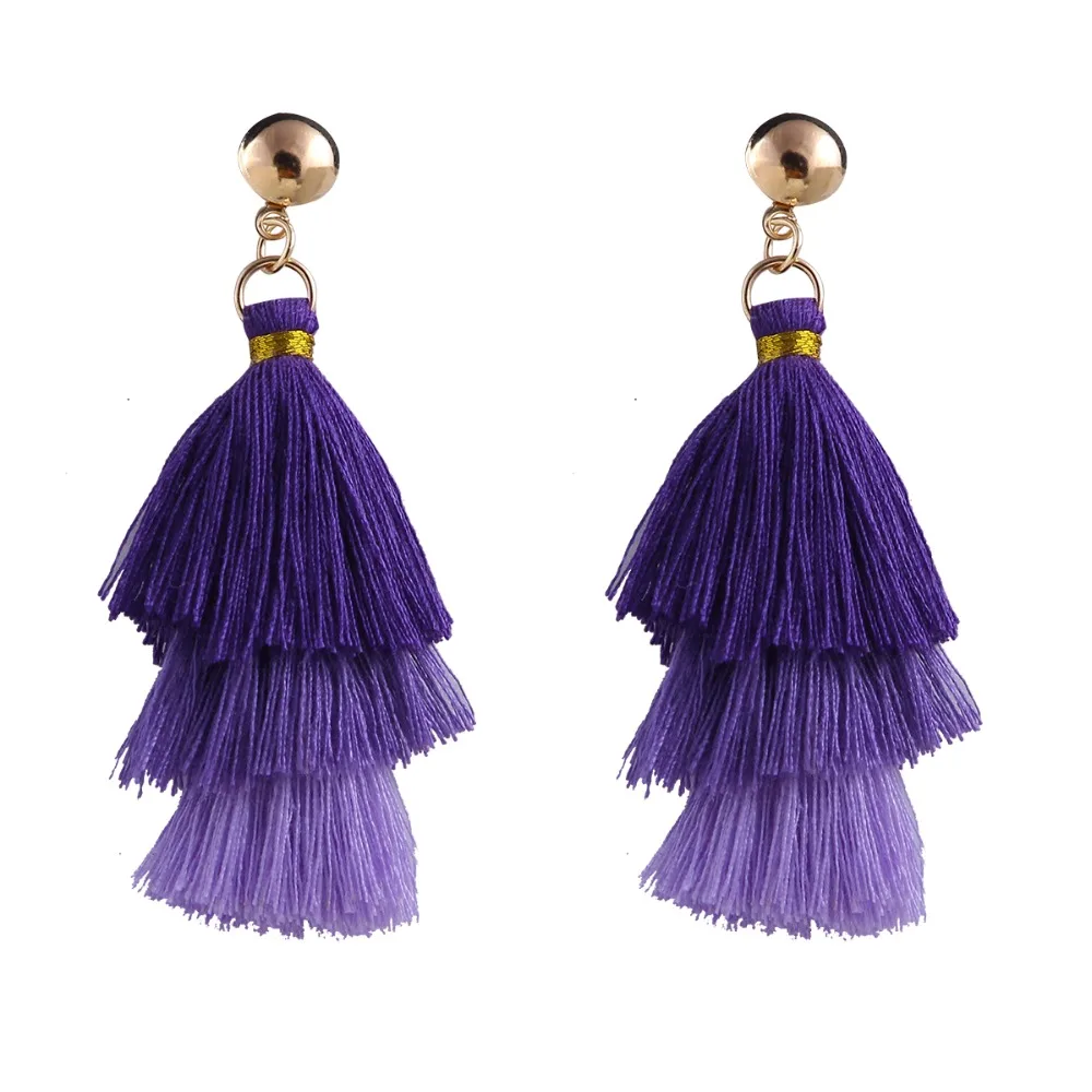 Qtian Boho Серьги-кисточки женские длинные висячие серьги для женщин девушек красные синие фиолетовые богемные массивные ювелирные изделия