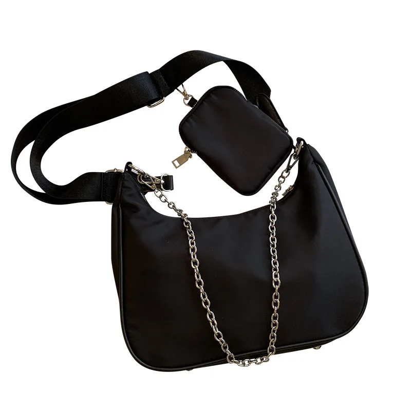 

New Women's Bag Nylon Shoulder Messenger Simple Solid Color Shoulder Bags Motorcycle Bag Fashion All-match Casual Handbag 2021