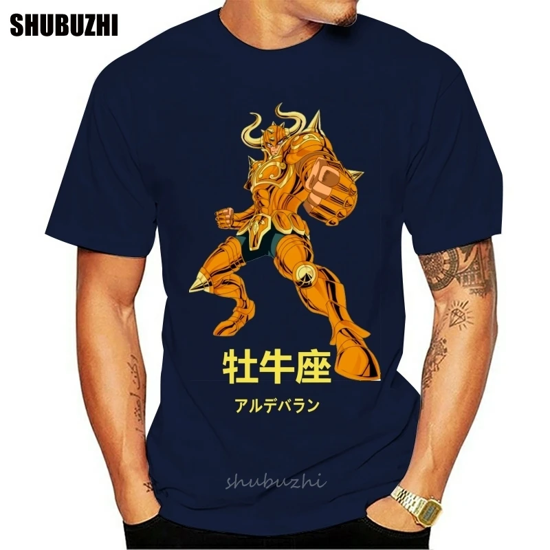 

Футболка мужская с рисунком аниме-манги Saint Seiya Taurus 3, модная тенниска из хлопка, брендовая майка черного цвета