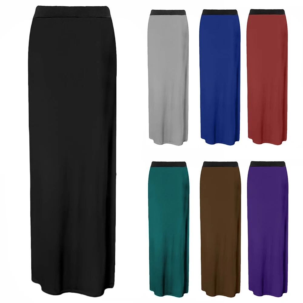 

Sale Summer Vintage Midi Long Skirt Women High Waist Elegant Vintage Solid Color Thin Slim Skirts Female OL Streetwear Mujer D30