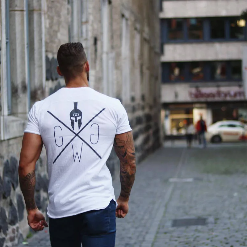 

NEW summer fitness short-sleeved sports running leisure trend top training slim-fit men's T-shirt