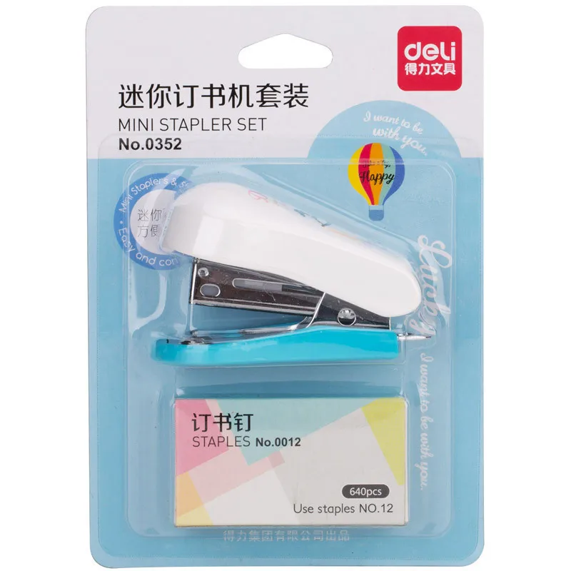 

0352 cute cartoon mini stapler 12# stapler with 24/6 stapler