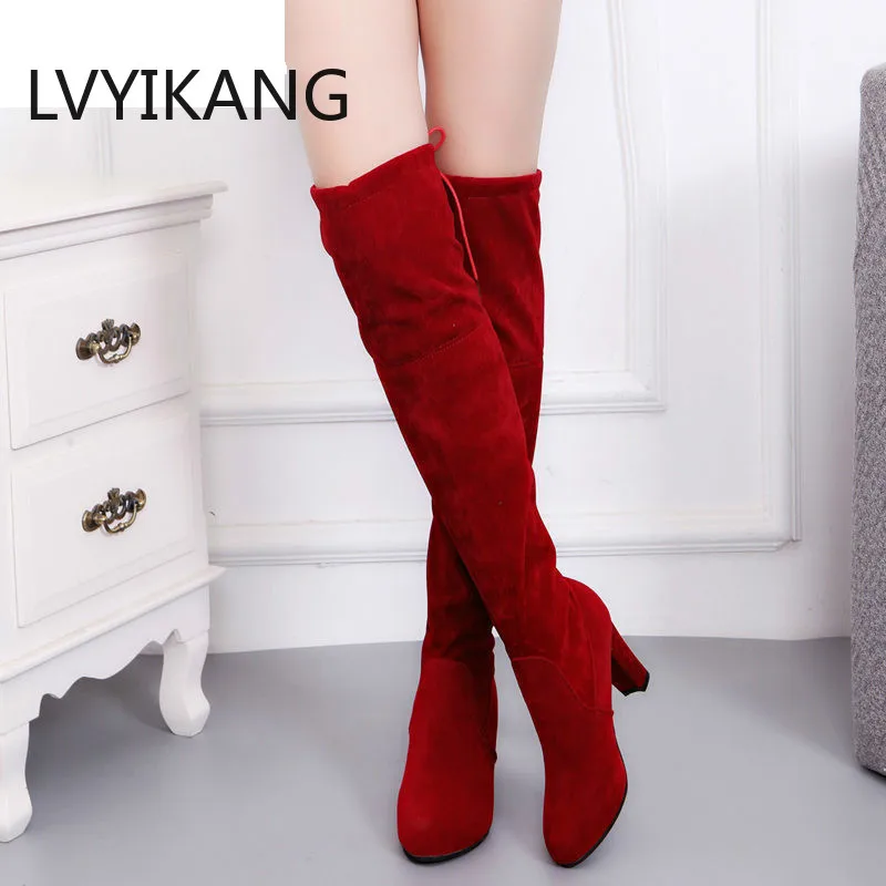 Женские облегающие сапоги LVYIKANG 2019 из искусственной замши привлекательные Сапоги