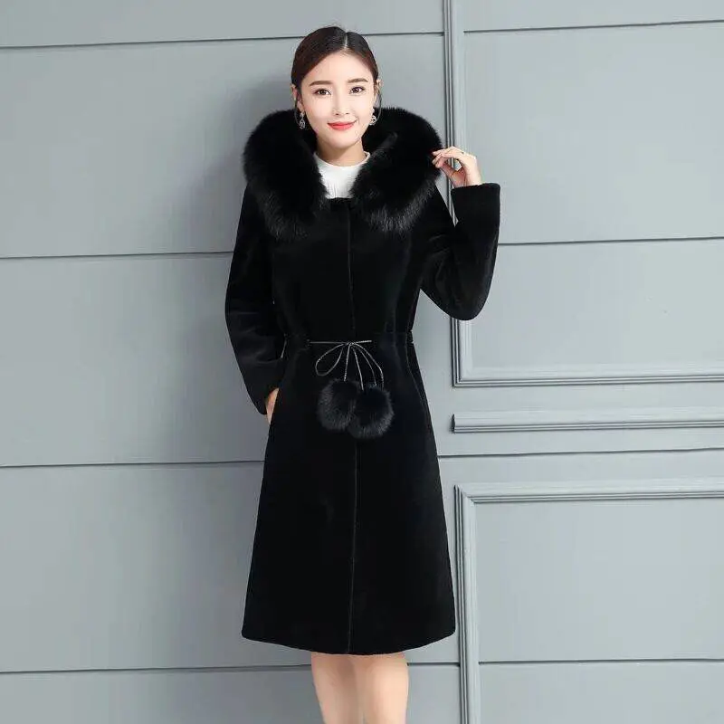 2022 autumn Thick Faux Fur Coat Mink Coat Women's warm Winter Fur One Large Size Mink Velvet