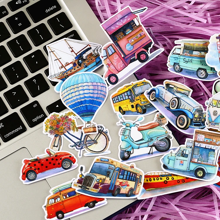 20Pcs/Set Vintage City Bus Car Motorcycle Sticker DIY Craft Scrapbooking Album Junk Journal Planner Decorative Stickers | Канцтовары для