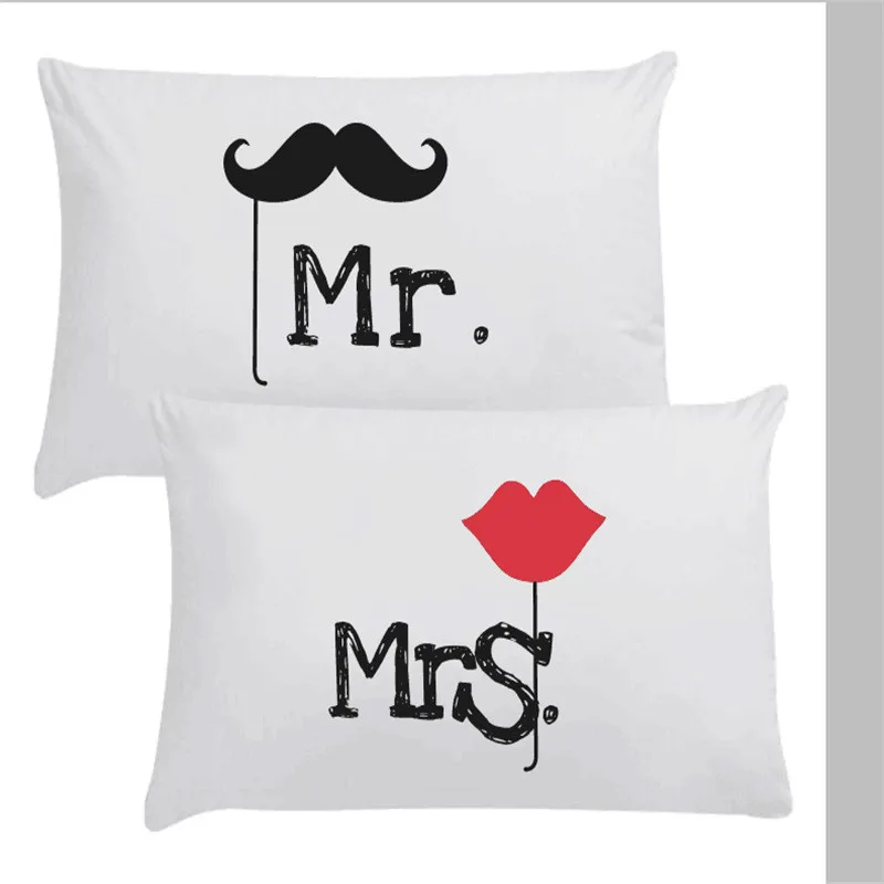 2 шт. наволочка белый черный Mr Mrs печатные влюбленные пары подарок постельные