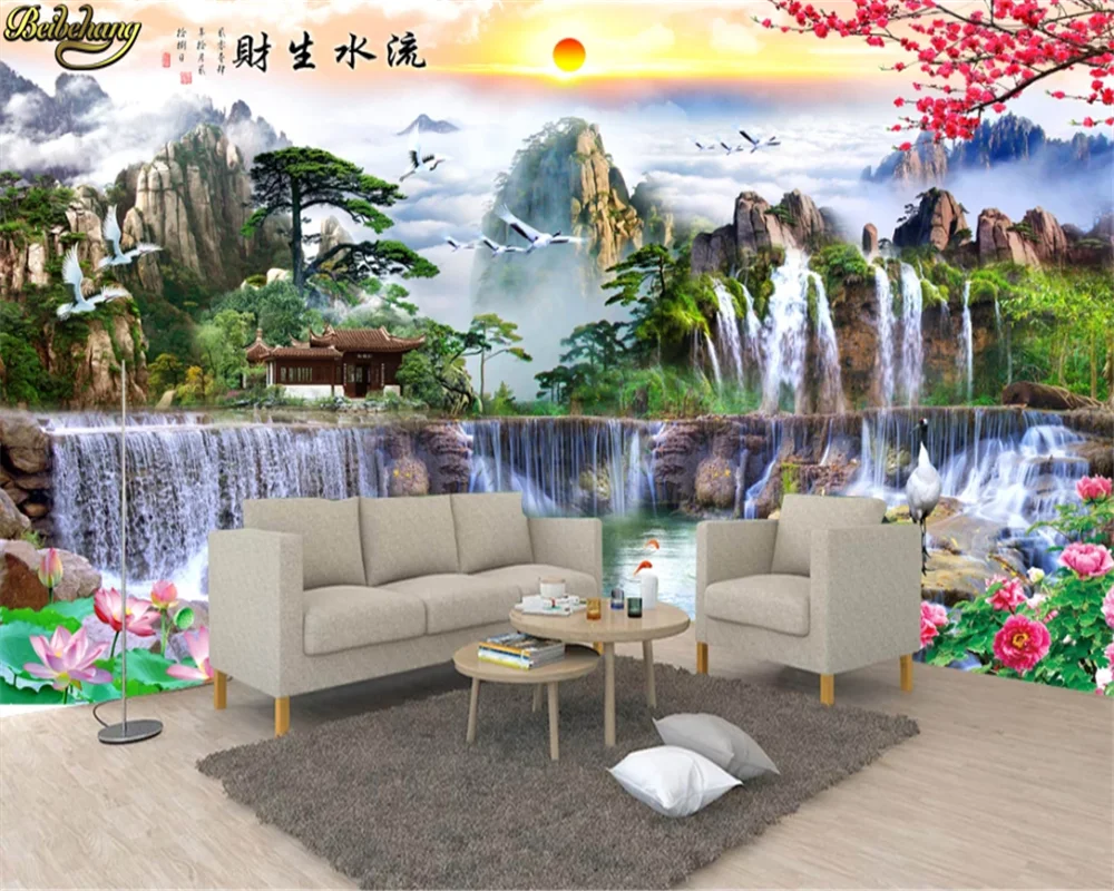 3D-обои beibehang красивый пейзаж водопада фон для телевизора дивана настенный