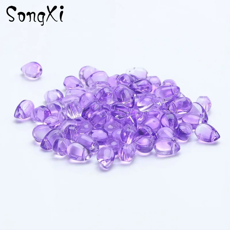 20 шт. 6x6 мм фиолетовые глазурованные стеклянные бусины блестящие в форме капли