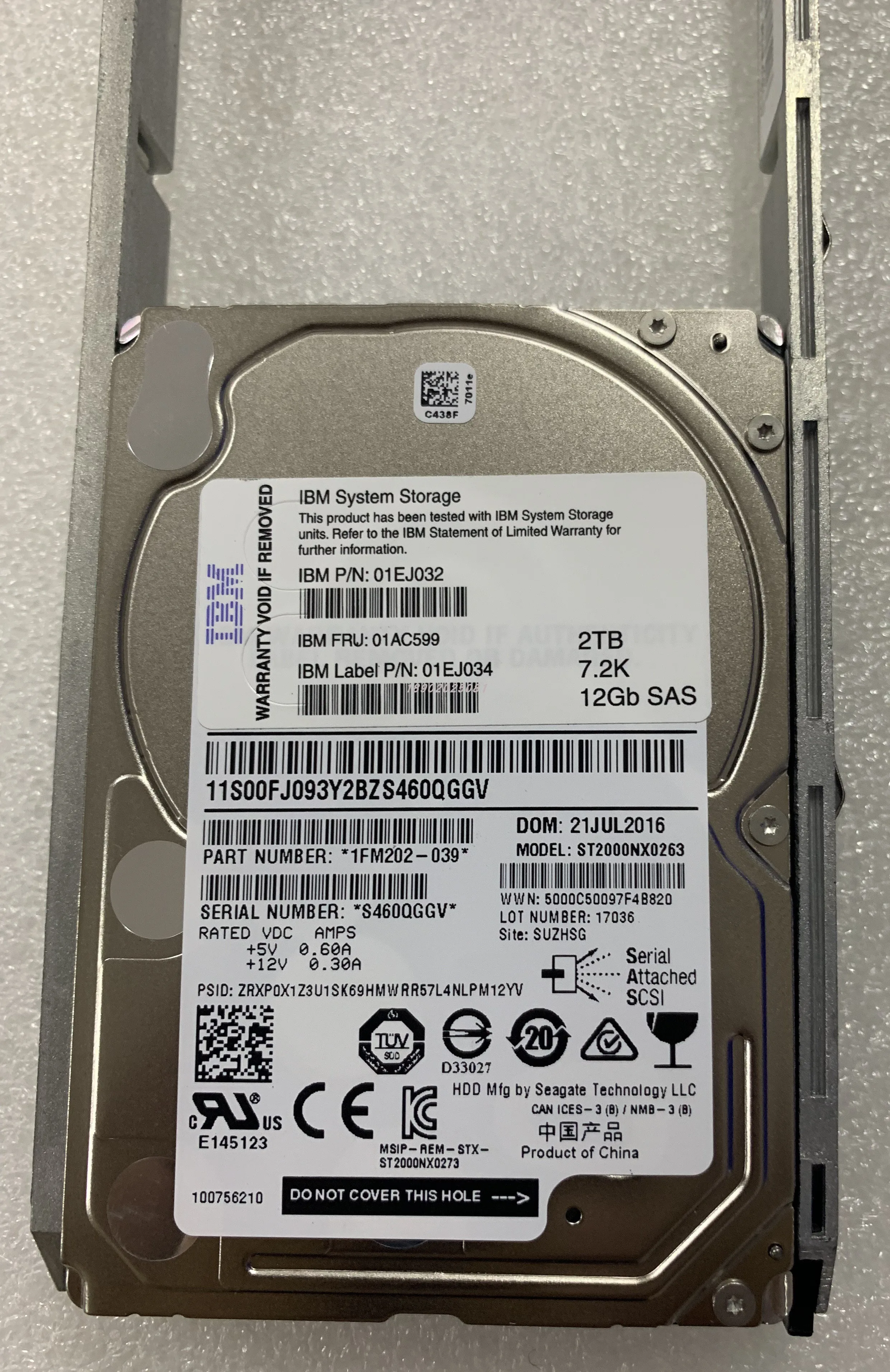 

IBM 01EJ032 01AC599 01EJ034 2T 2TB SAS 2.5 V5000 Gen2 Hard Drive HDD