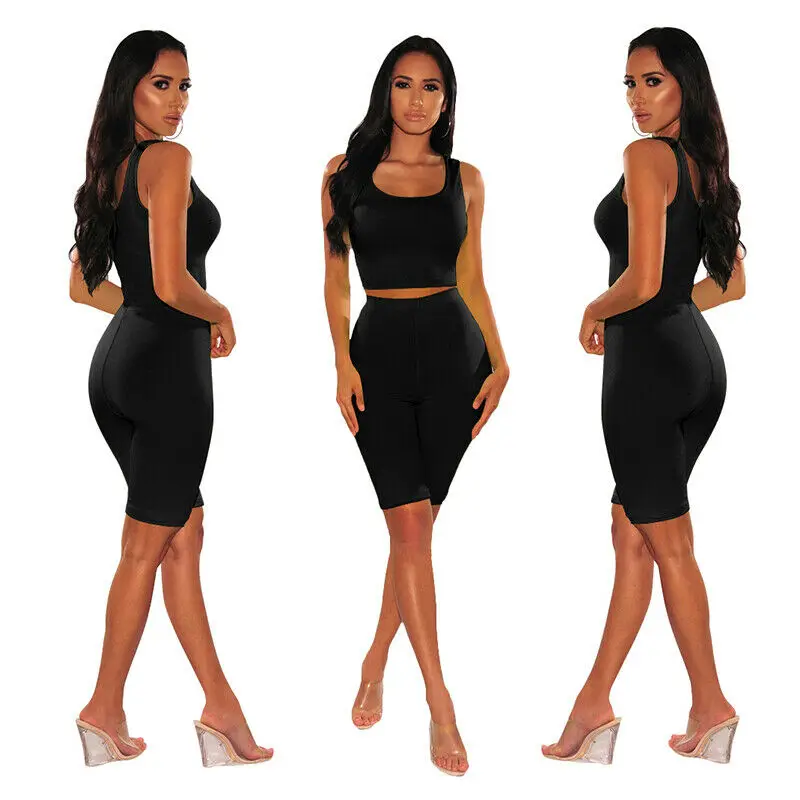 Лидер продаж Модный женский однотонный спортивный костюм на бретельках и штанах