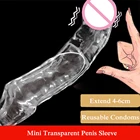 Насадка На пенис, прозрачная, многоразовая, презерватив-удлинитель пениса, для увеличения обхвата, Реалистичная, для задержки эякуляции, секс-игрушки для мужчин