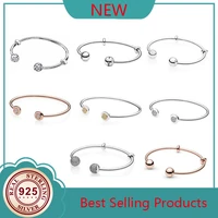 top selling 925 sterling silver winter christmas high quality classic original round bead opening pan bracelet fashion gift