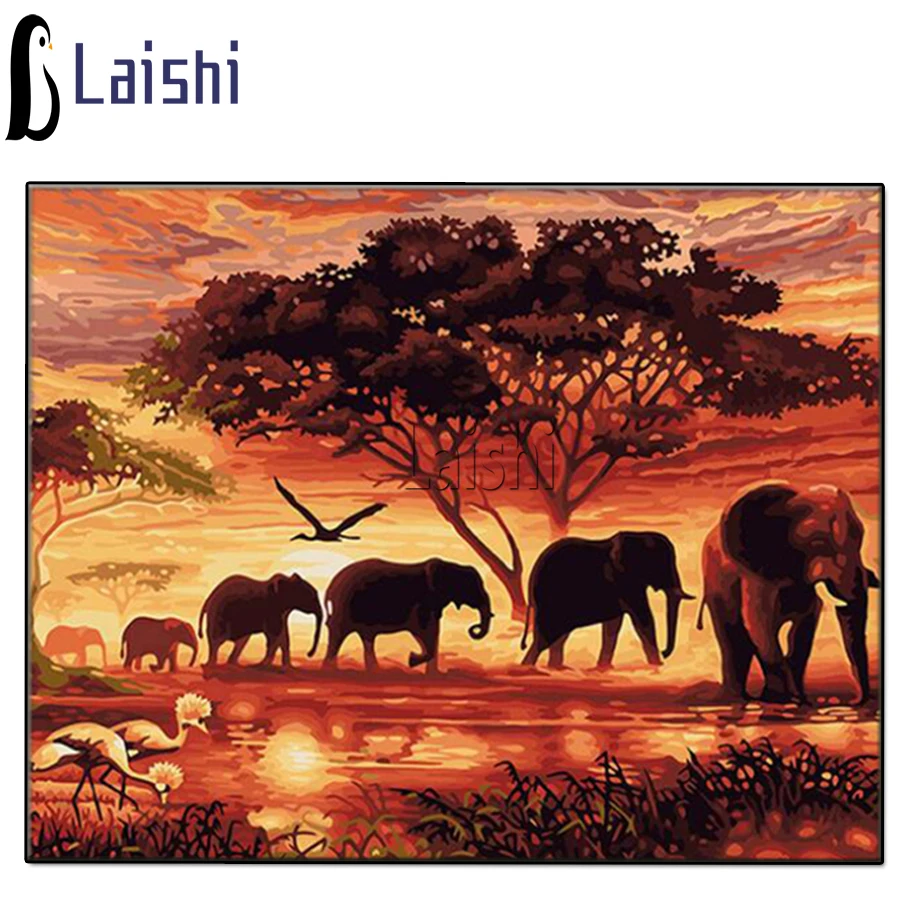 

Алмазная живопись закат животное слон миграция полная квадратная круглая Алмазная вышивка мозаика Стразы картины Домашний декор искусств...