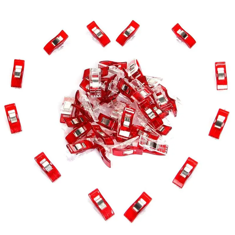 50pcs Naehen Art Ceiling Cloth Clips Clamp Binding Plastic CLIPS for DIY Clear And Red | Дом и сад