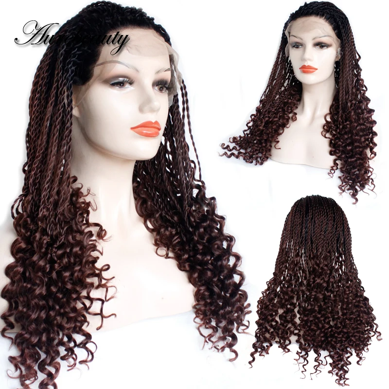 

Dark Drown Colored Cornrow Synthetic Hair 13X4 Lace Front Wig Honey Blonde Box Braided Crochet Black Colorful Frontal Lace Wigs