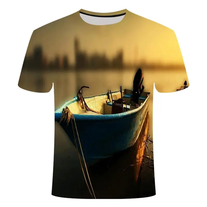 

2021 color 3DT shirt men's and women's hip-hop casual T-shirt print fun fish Harajuku funny fishing rod O-neck shirt T-shirt