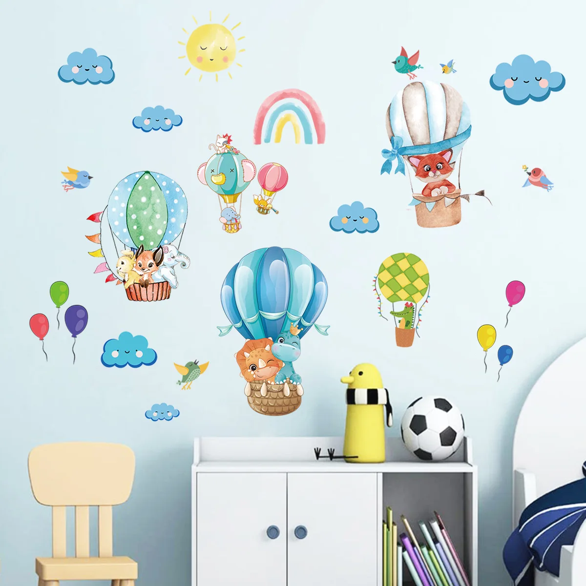 

Золлор мультфильм животных воздушный шар украшения стены наклейки фон стены гостиной спальни творческие наклейки на стены из ПВХ