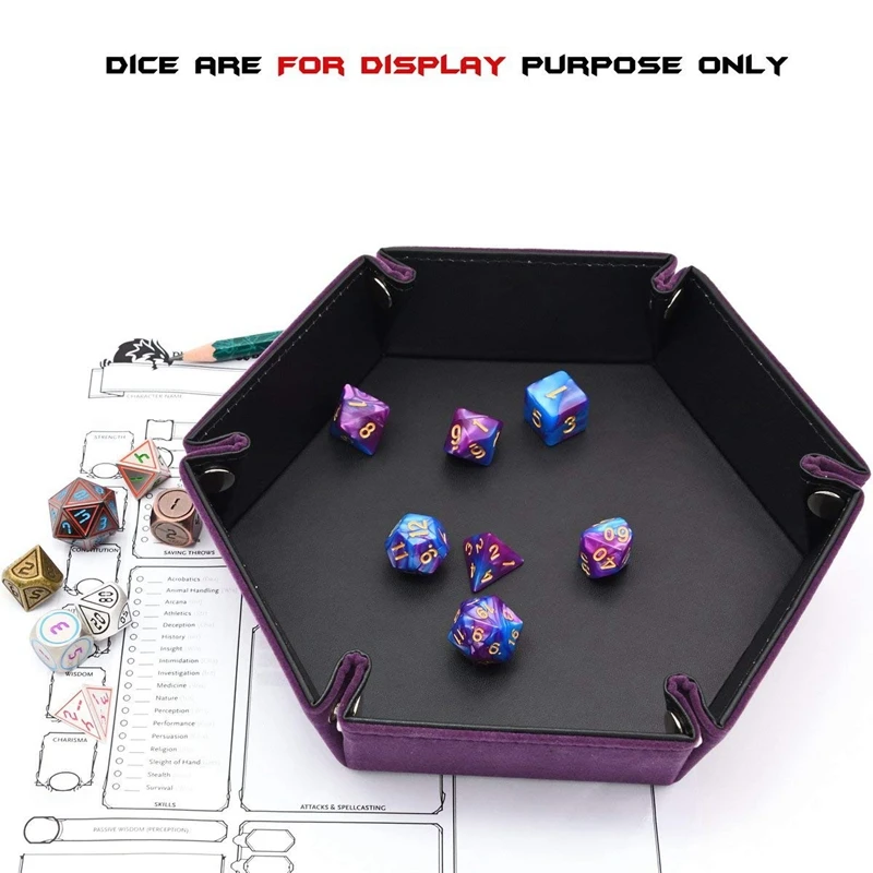 Игральная кость из искусственной кожи складной шестигранный лоток W/Фиолетовый и