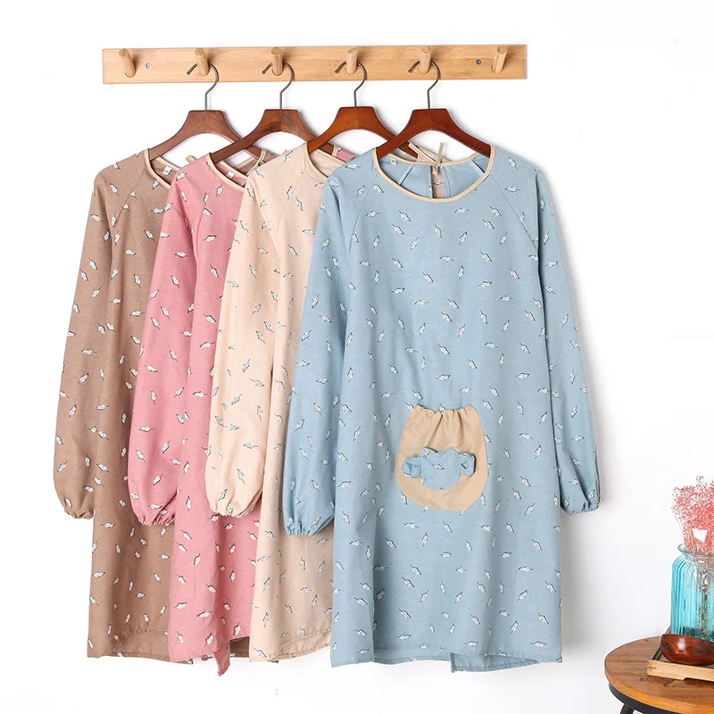 Корейская версия домашнего обслуживания хлопок с длинными рукавами фартук