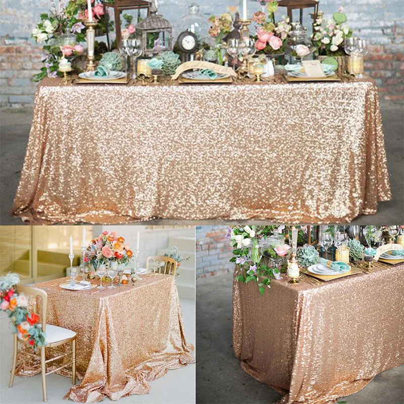 180x120cm Rectangular Table Cover Glitter Sequin Table Cloth Rose Gold Tablecloth For Wedding Birthday Party Home Decoration