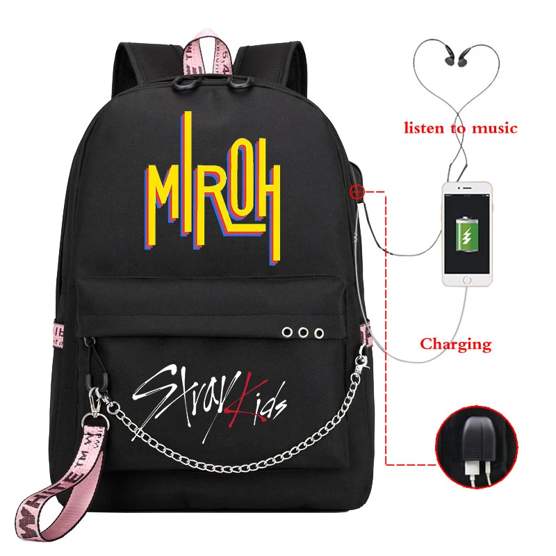 Рюкзак Mochila Stray Kids MIROH рюкзак Kpop с Usb зарядкой школьные сумки для