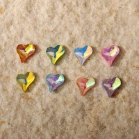 50pcs resin ab 6mm peach heart nail charms aurora color heart shaped rhinestones for nail art strass decoration holo stones gems