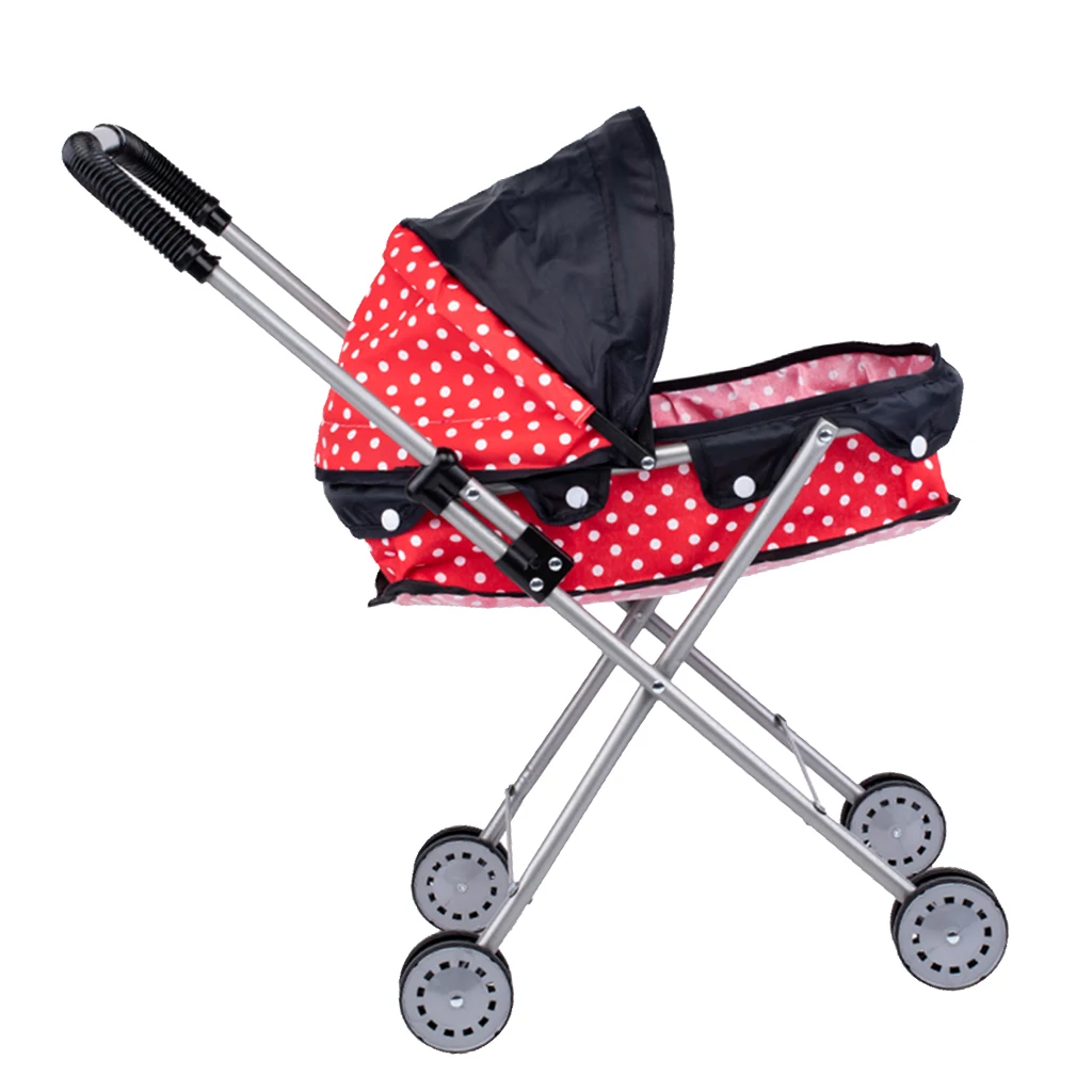 

MagiDeal Mini Dotted Baby Pram with Light for Toddler