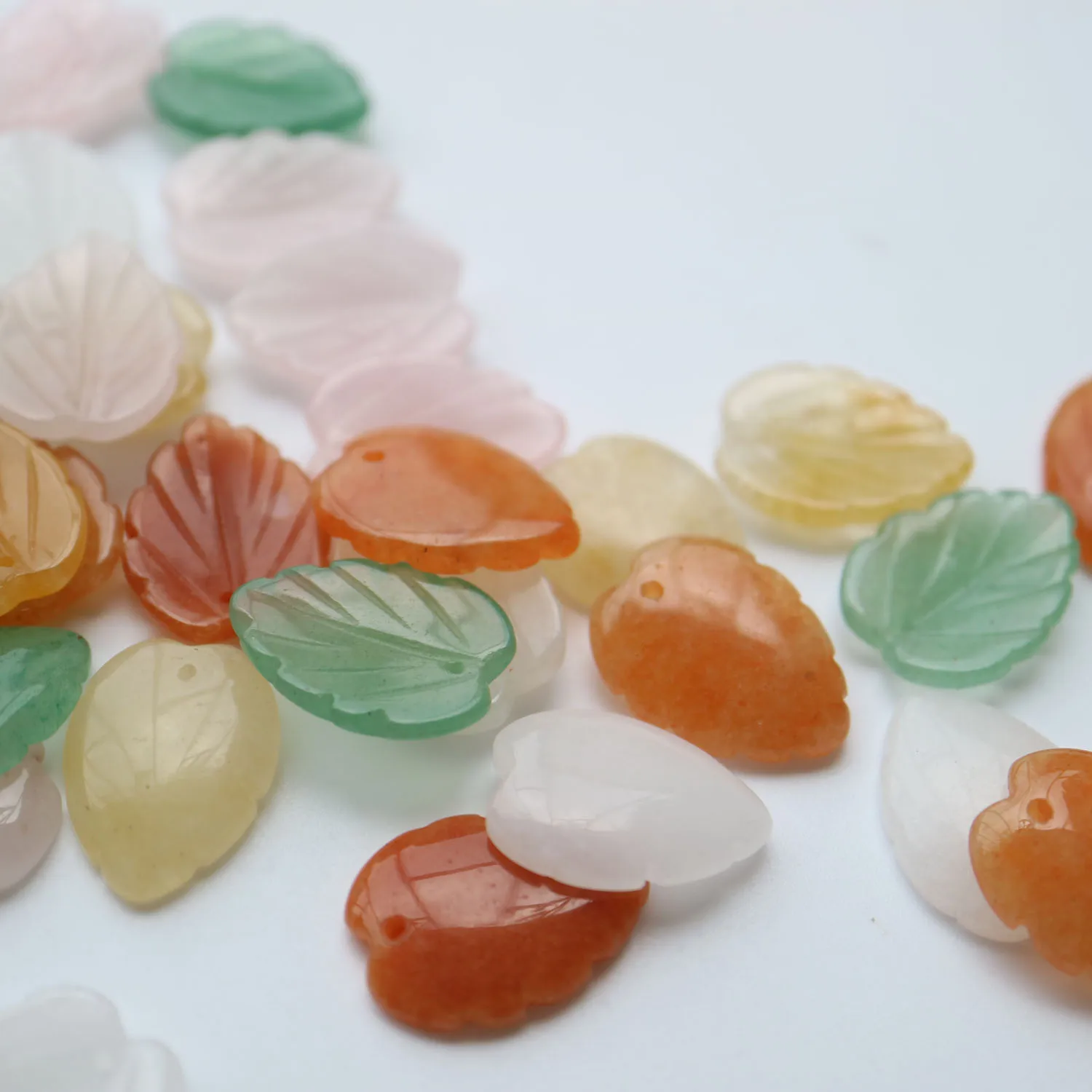 

100% natural jade pendant component for necklace bracelets anklets DIY leaf earrings findings accessories