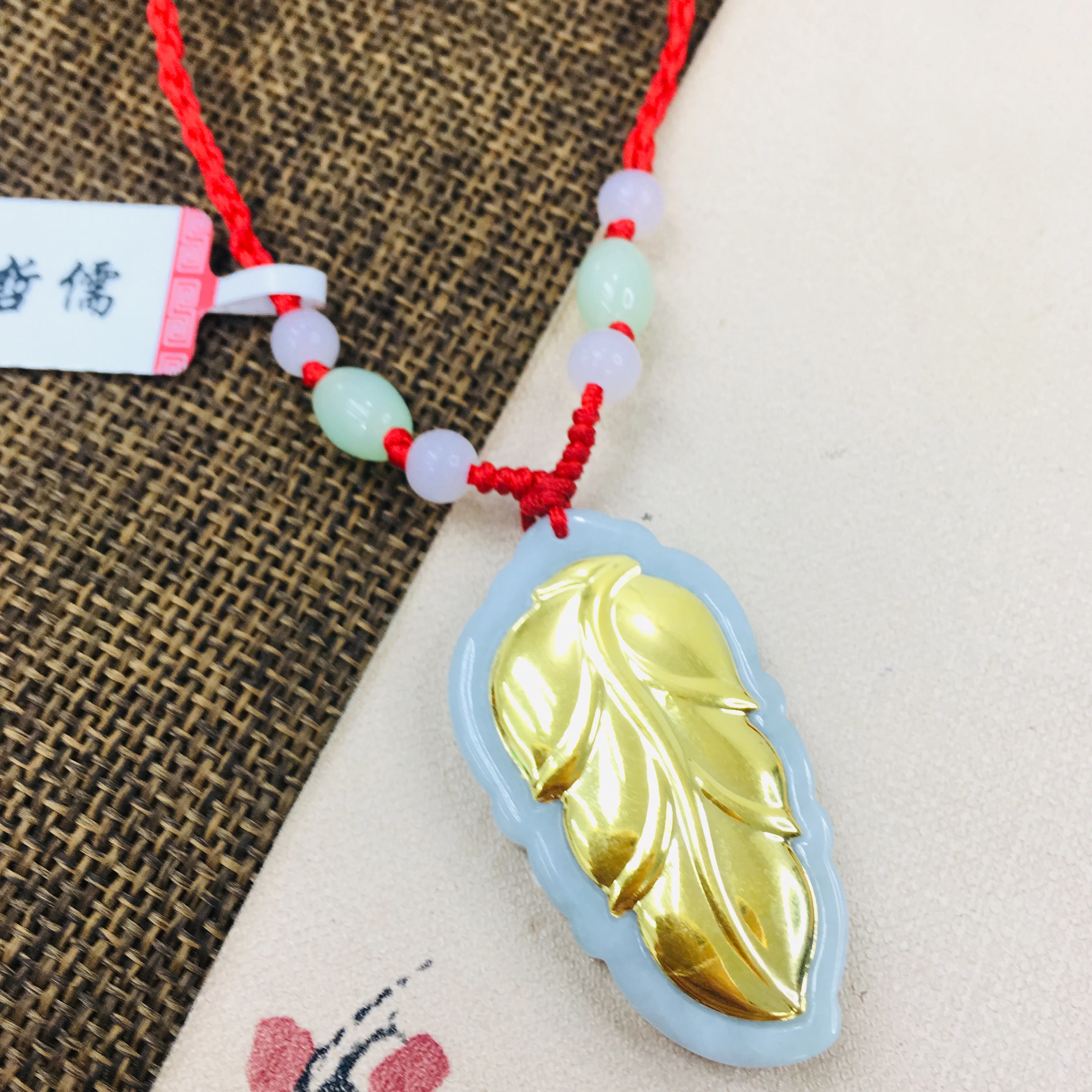 Zheru кулон из чистого натурального хотанского нефрита инкрустированный золотой в