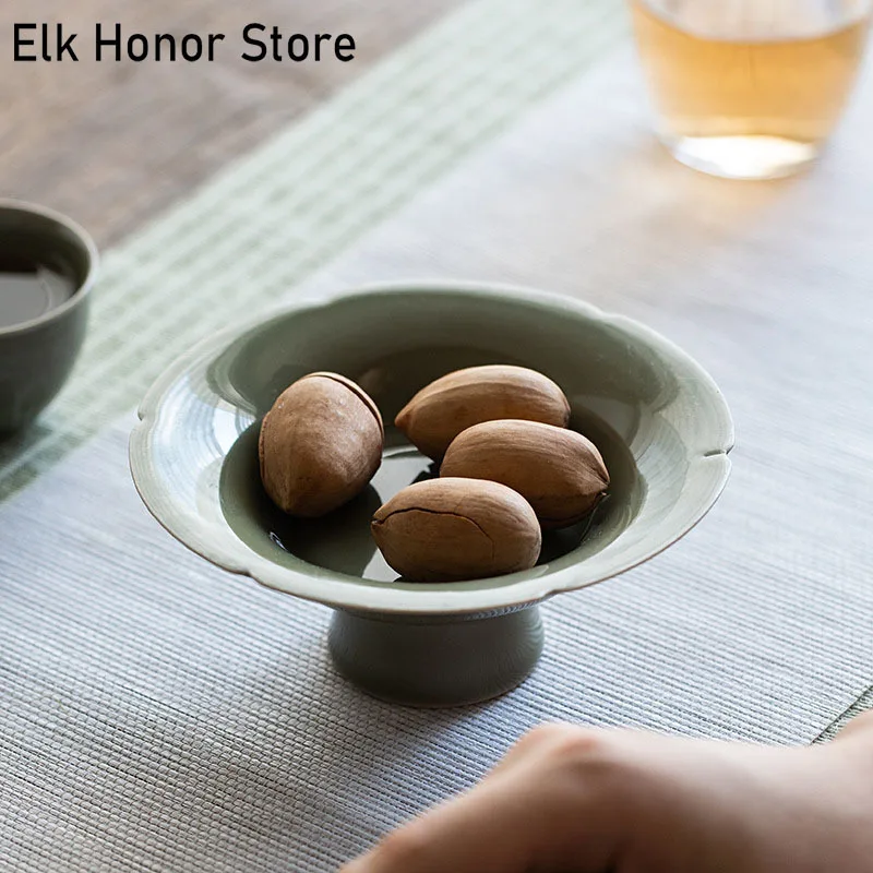 Yue Brennofen Olive-grün Keramik Topf Haushalt Zen Trockenen Blase Tisch Obst Platte Snack Platte Kung Fu Tee-Set zubehör Teekanne Basis