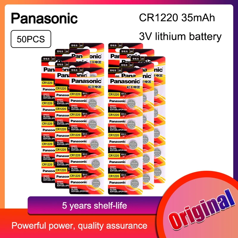 50 шт./лот оригинальные Panasonic CR1220 кнопочные батареи CR 1220 3V литиевая батарея BR1220 DL1220
