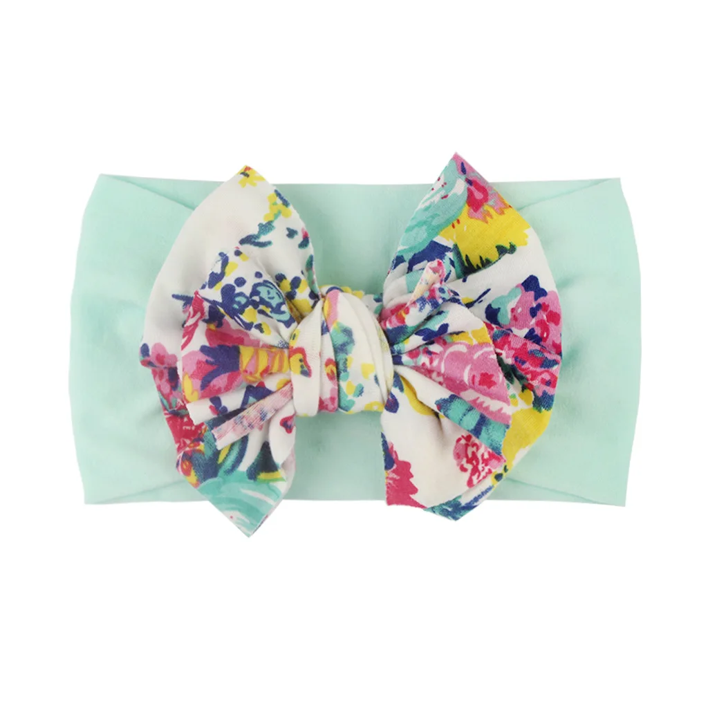 

New Floral Printed Bow Knotted Turban for Girls Twist Hairband Bronzing Bow Flower Headband Head Wrap Twisted Knot Hair Scarf