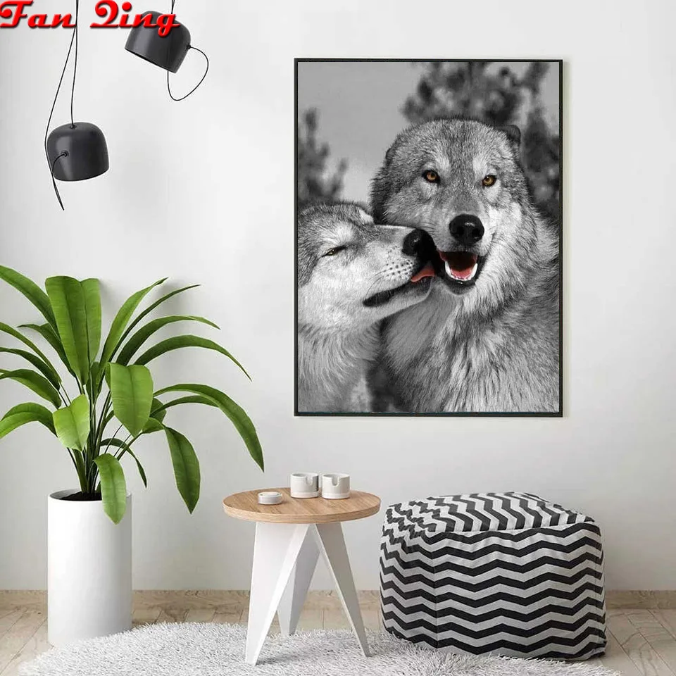 5D алмазная живопись «сделай сам», алмазная вышивка с волком, животное, полная круглая квадратная стразы, мозаика, домашний декор, рукоделие