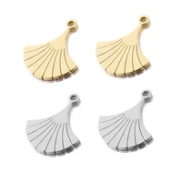 5pcslot polishing fan shaped stainless steel decoration pendant connectors bohemia handmade charm diy earrings jewelry making
