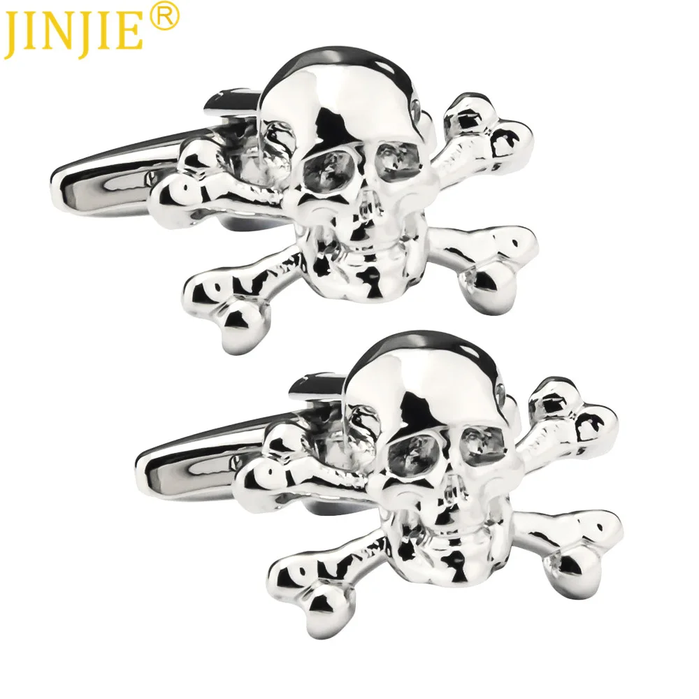 Веселые пиратские запонки с черепом на Хэллоуин глянцевые металлические для
