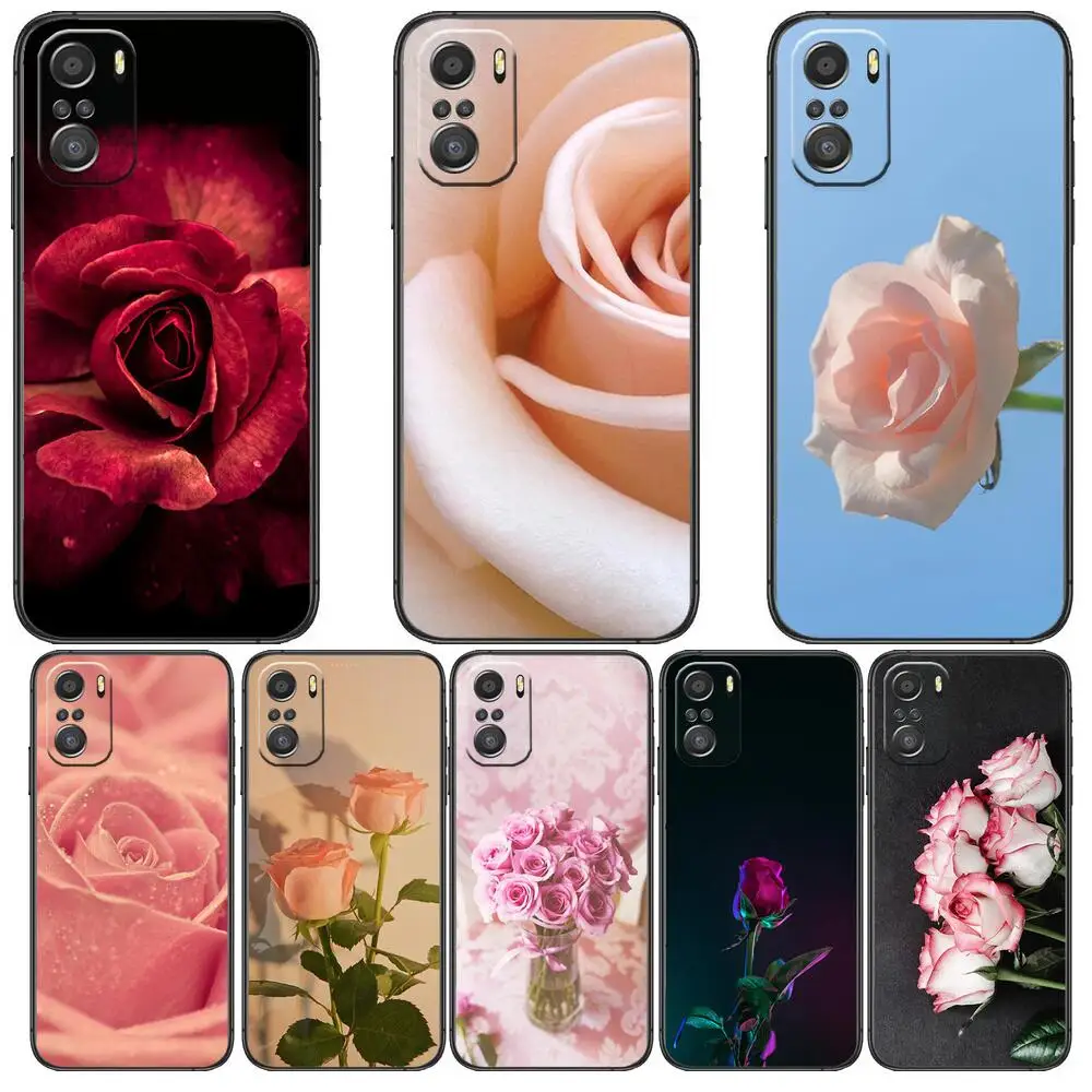 

Lover's rose Phone Case For xiaomi mi 11 Lite pro Ultra 10s 9 8 MIX 4 FOLD 10T 5g Black Cover Silicone Back Prett