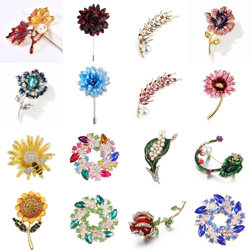 Брошь в виде цветка с украшением кристаллов рисунком &quotПодсолнух&quot броши для