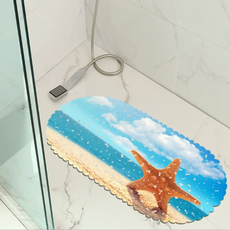 

Высокое качество, пляжный живописный узор Морская звезда, ПВХ нескользящий водонепроницаемый коврик для ванной, коврик для ванной, коврик д...