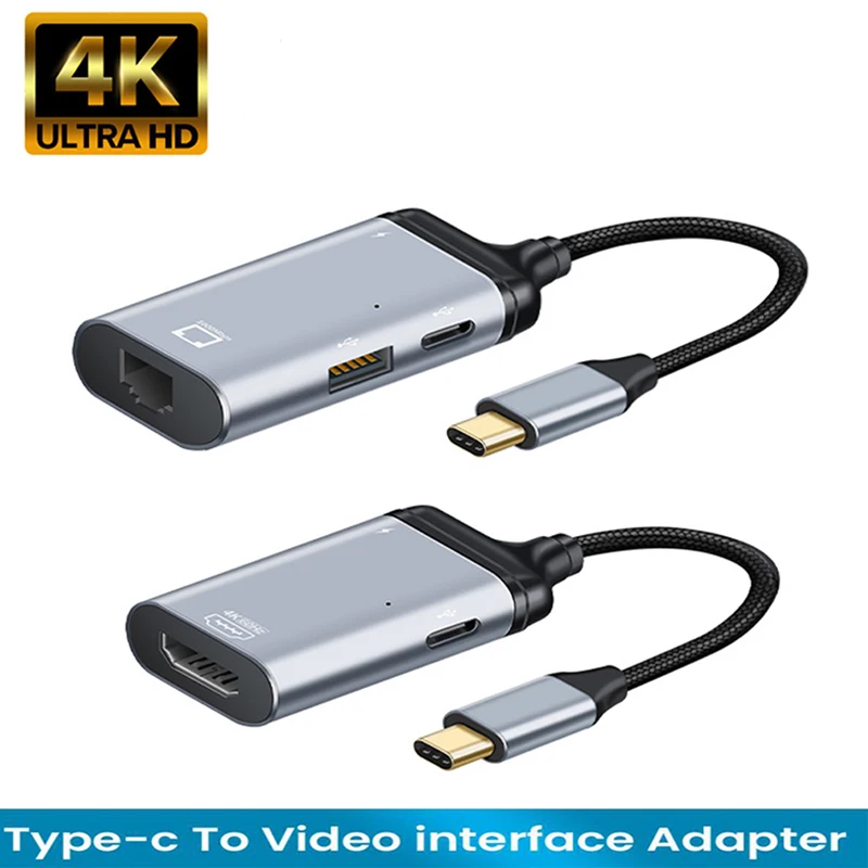 

4K 60Hz USB C Type C To HDMI-Compatible Cable Type C To Mini DP VAG RJ45 Adapter PD Fast Charging Cable For MacBook Pro Huawei