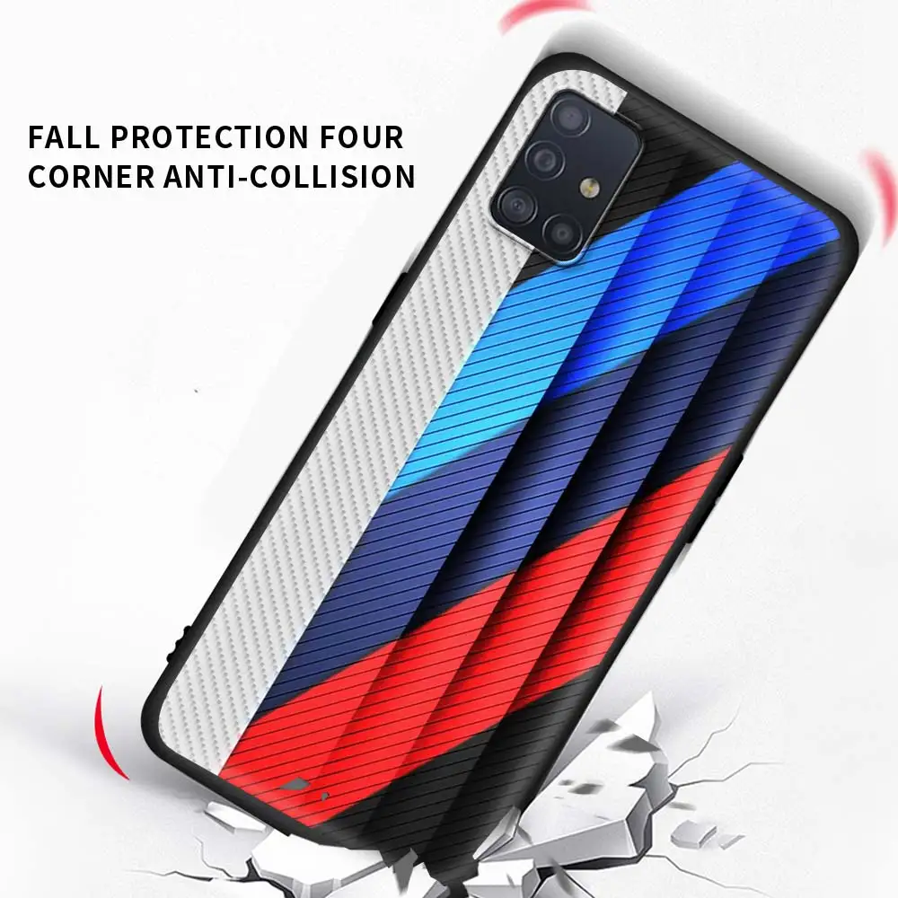 

Car Carbon Fibre Print Case For Samsung Galaxy A51 A71 A21s M31 A31A11 A91 A41 A21 M51 M21 F41 Black Shell Phone Coque Sac