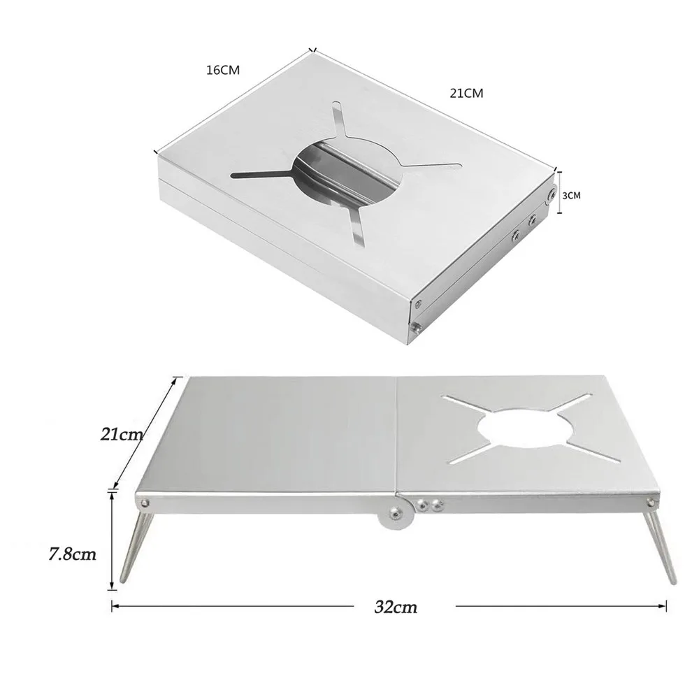 

Outdoor Stove Table Protable Folding Stainless Steel Lightweight Insulation Fixed Camping Picnic Stove Cooking Stand Holder