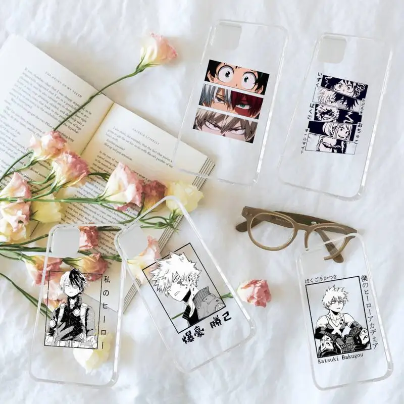 

My Hero Academia Midoriya anime manga Phone Case Transparent for iPhone 7 8 11 12 13 s mini pro X XS XR MAX Plus