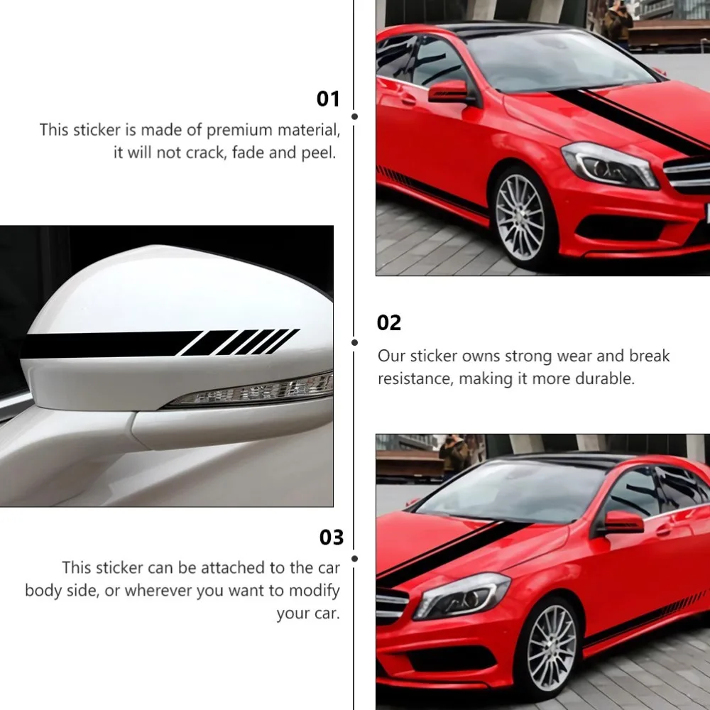 

5pcs Practical Car Stickers Decorative Strip Stickers Car Hood Stickers
