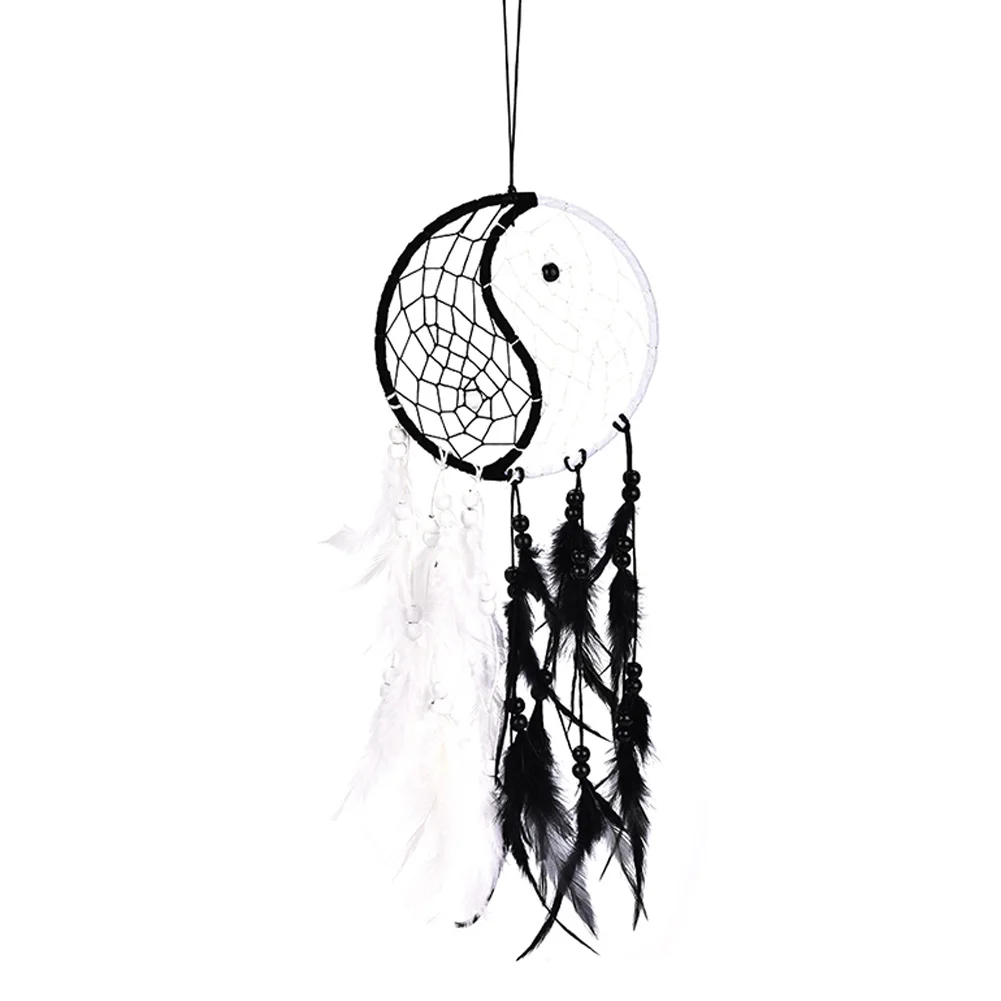 

Chinese Style DecorationInnovative Dream Catcher Tai Ji Home Wall Car Hanging Decor Yin Yang Feather Crafts Astonishing