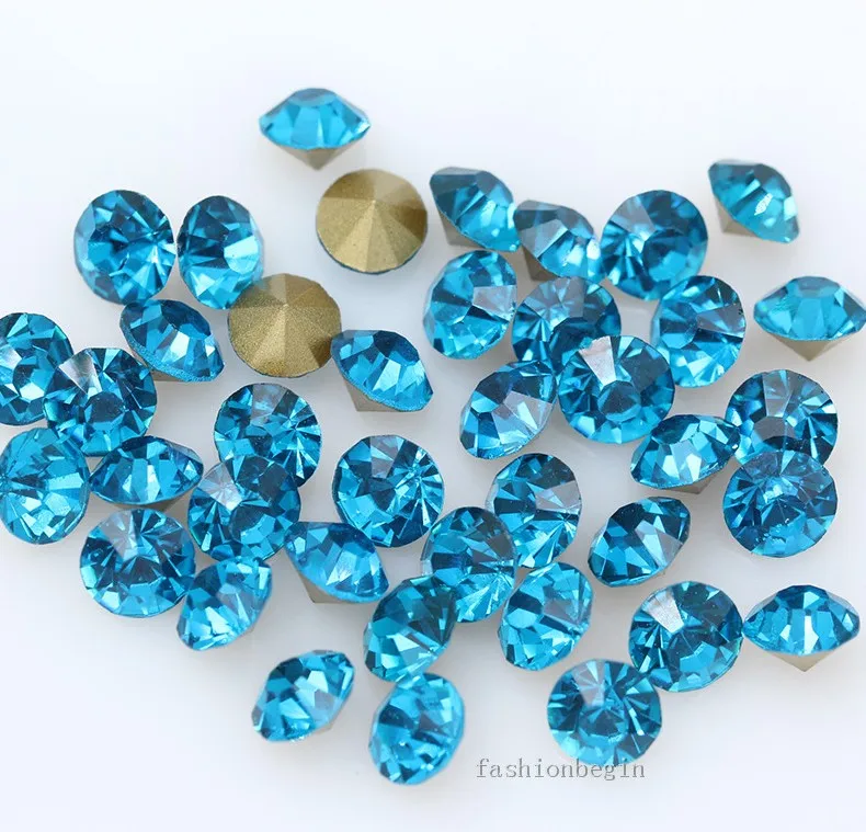 capri blue 144/36p ss38 круглый цвет с заостренным фольгированным дном Задняя стеклянная шатон СТРАЗА камень Чешский Кристалл Стразы под бриллиант ювелирных изделий - Цвет: capri blue