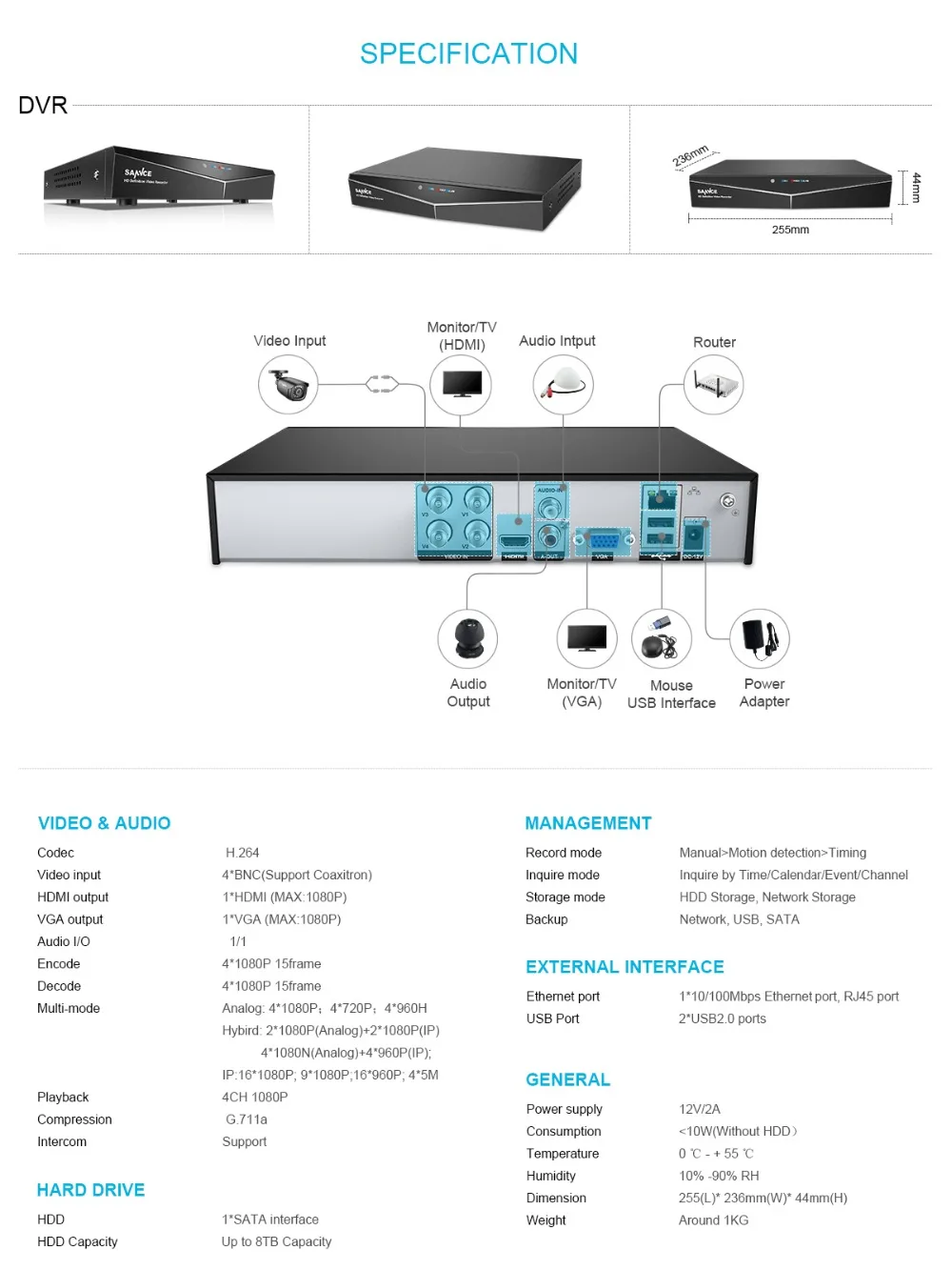 SANNCE 4CH 1080P CCTV система 1080N 5в1 HDMI DVR с 2 шт/4 шт наружная Водонепроницаемая камера домашний комплект видеонаблюдения